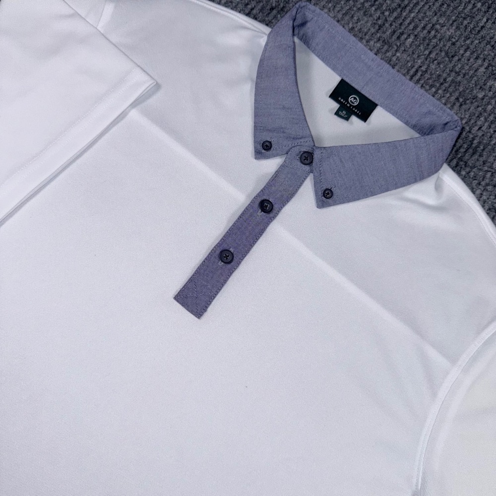 AG Adriano Goldschmied Green Label Mens XL Performance Golf Polo White Blue